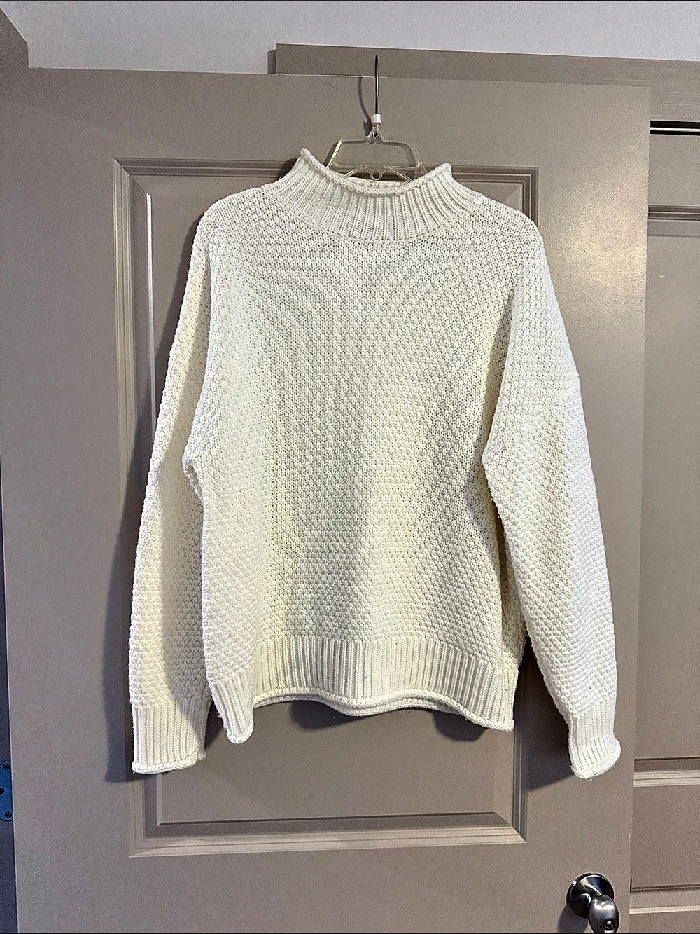 Cream Knit Mock Neck Sweater